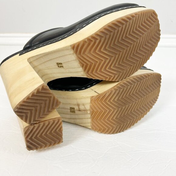 Steve Madden Alvara Leather Platform Clog Size 8.5 Black Chunky Women's - Picture 6 of 6